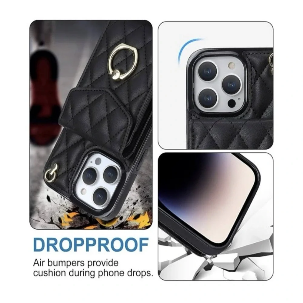 Crossbody Womens Leather Zipper Magnetic Card Wallet Phone Case Purse‎ Wine NEW